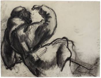 DETAILSTUDIE EINES MÖNCHES NACH RUBENS STIGMATATION DES HEILIGEN FRANZISKUS , 1988, Kohle auf Ingrespapier, 50 x 65 cm