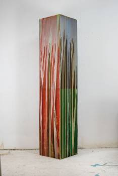 SÄULE  1995, Öl auf Holz, 200 x 80 x 80 cm