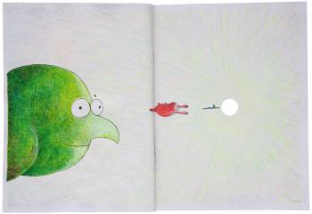 ULIVOGEL   2008-2011,  illuminiertes Buch,  Tusche,  Filzstift,  Aquarell,  44 Seiten,  Doppelseite: 32 x 48 cm