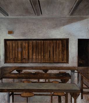 RAUM, 2016, Harzöllasur auf Holz, 40 x 35 cm