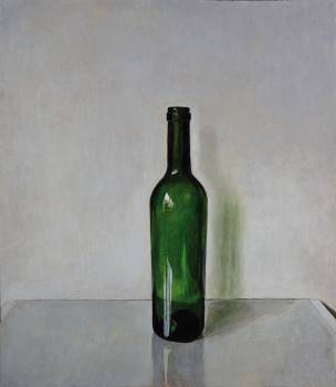 FLASCHE, 2018, Harzöllasur auf Holz, 40 x 35 cm