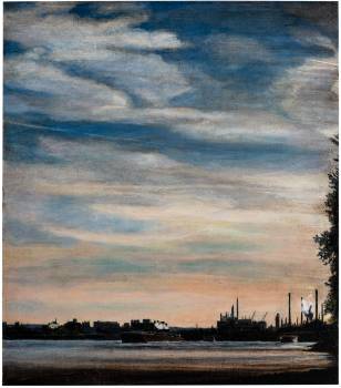 RHEIN, 2018, Öl auf Holz, 40 x 35 cm