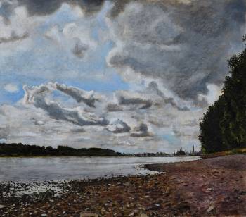 RHEIN, 2018, Öl auf Holz, 35 x 40 cm