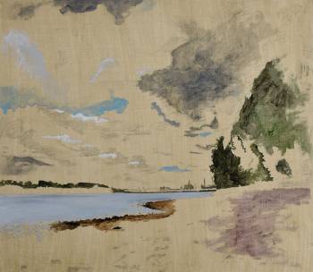 RHEIN, 2018, Öl auf Holz, 40 x 35 cm