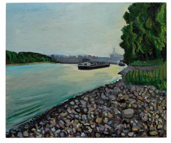 RHEIN, 2012, Öl auf Holz, 25 x 30 cm