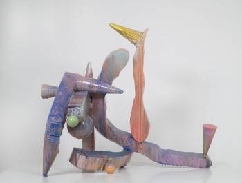 SCHULE, 2022, Epoxydharz, Acryl, Styropor, Papier, 118 x 105 x 96 cm 