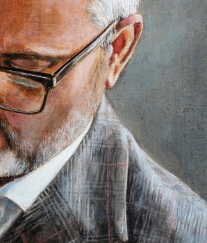 Detail aus SELBST, 2018, Harzöllasur auf Holz, 40 x 35 cm