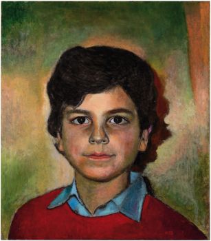 CARLO (Seliger Carlo Acutis)  2023  Harzöllasur auf Holz  40 x 35 cm