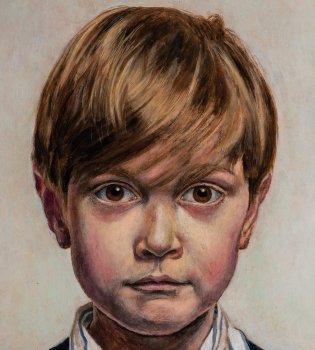 Detail aus LUC, 2018, Harzöllasur auf Holz, 40 x 35 cm