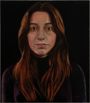 MILA, 2025, Harzöllasur auf Holz, 40 x 35 cm